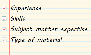 Checklist of criteria when choosing an indexer for your book